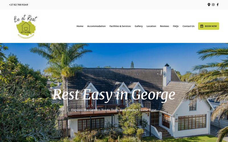 Be at Rest Accommodation website screenshot