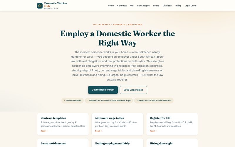 Domestic Worker Hub website screenshot