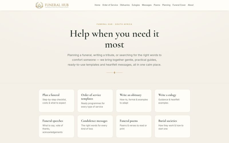 Funeral Hub website screenshot
