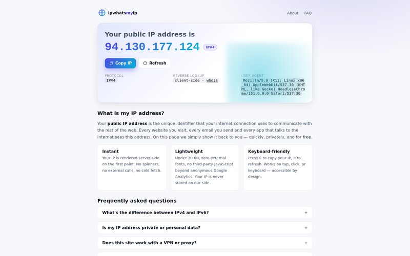 What Is My IP website screenshot