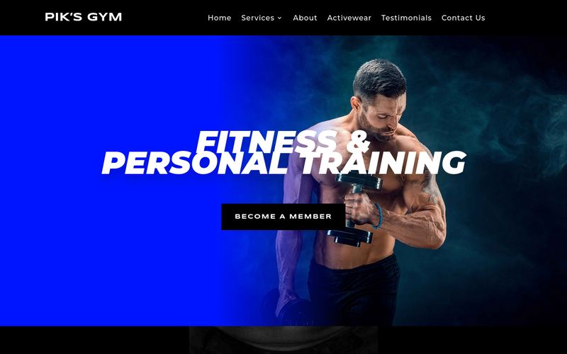 Pik's Gym website screenshot