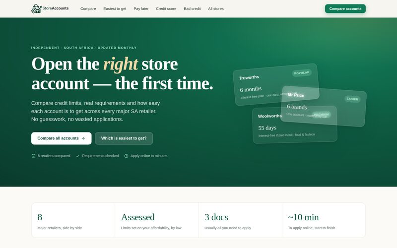 StoreAccounts website screenshot